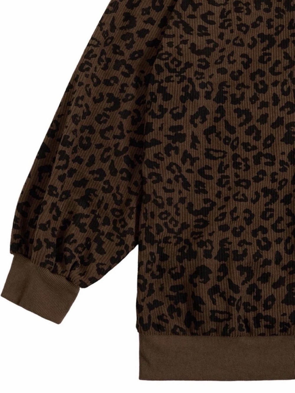 Women's Brown Leopard Print V-Neck Pullover Sweater - Picture 5 of 7